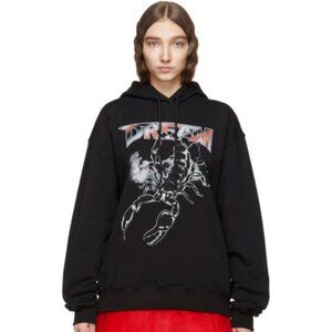 MSGM Milan Black Scorpion Logo Cotton Sweatshirt Hoodie  XS